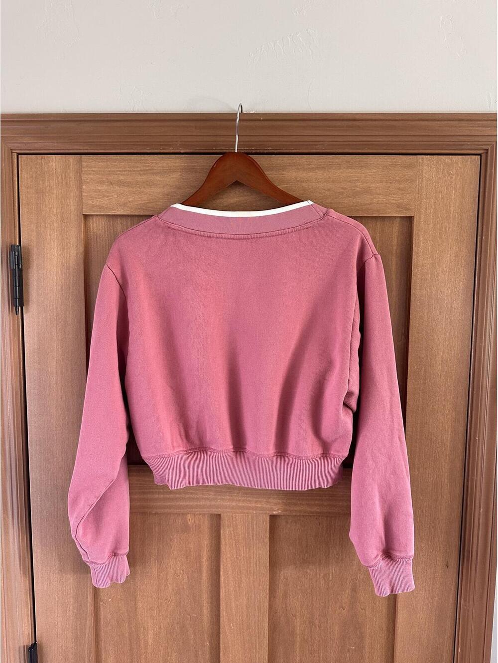 Victoria’s Secret PINK Fleece Long Sleeve V-Neck Cropped Pullover Women’s Small - Picture 6 of 14